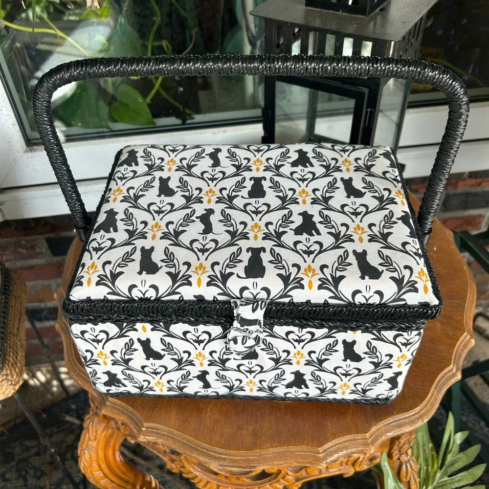 Black and White Cat Patterned Basket